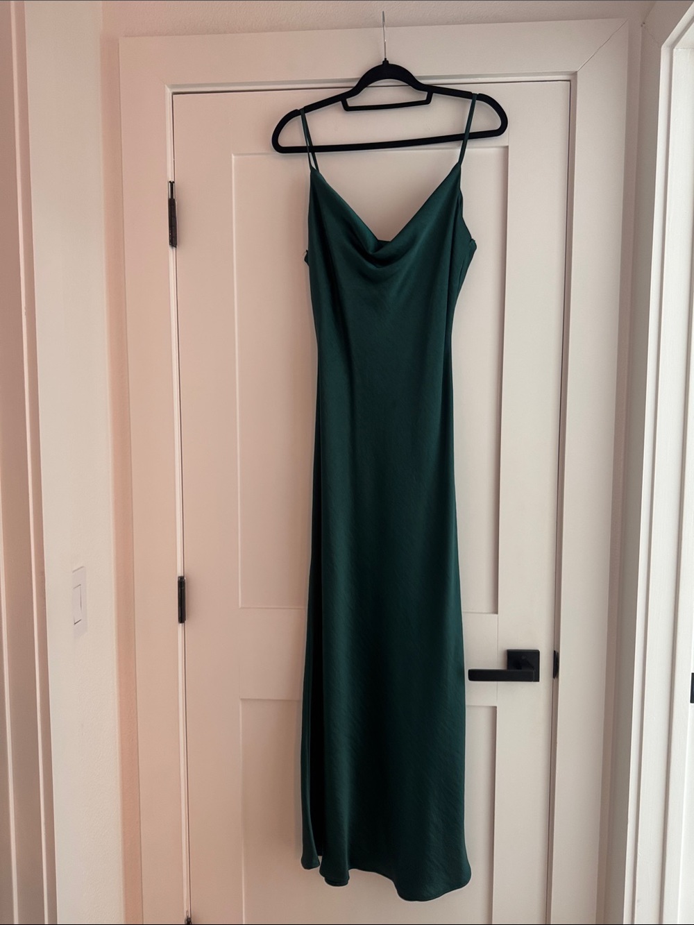 Keen the Label Satin Cowl Neck Slip Dress in Deep Green